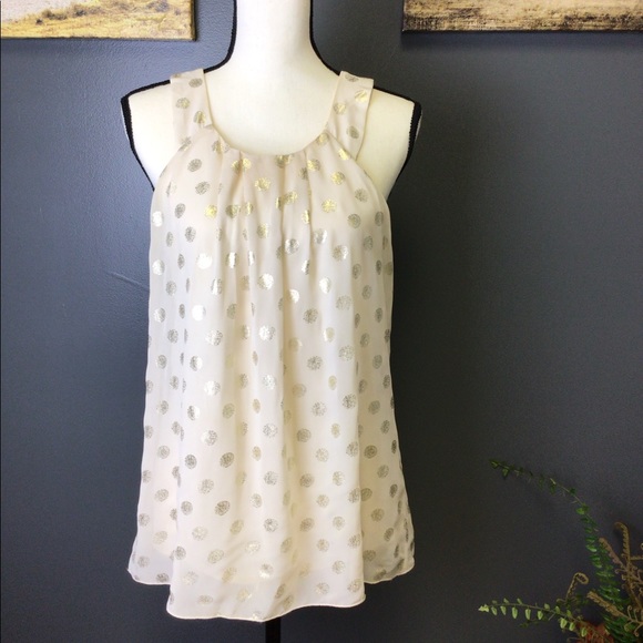 Iz Byer Tops - IZ Byers Gold & Cream, Sleeveless, Halter Blouse